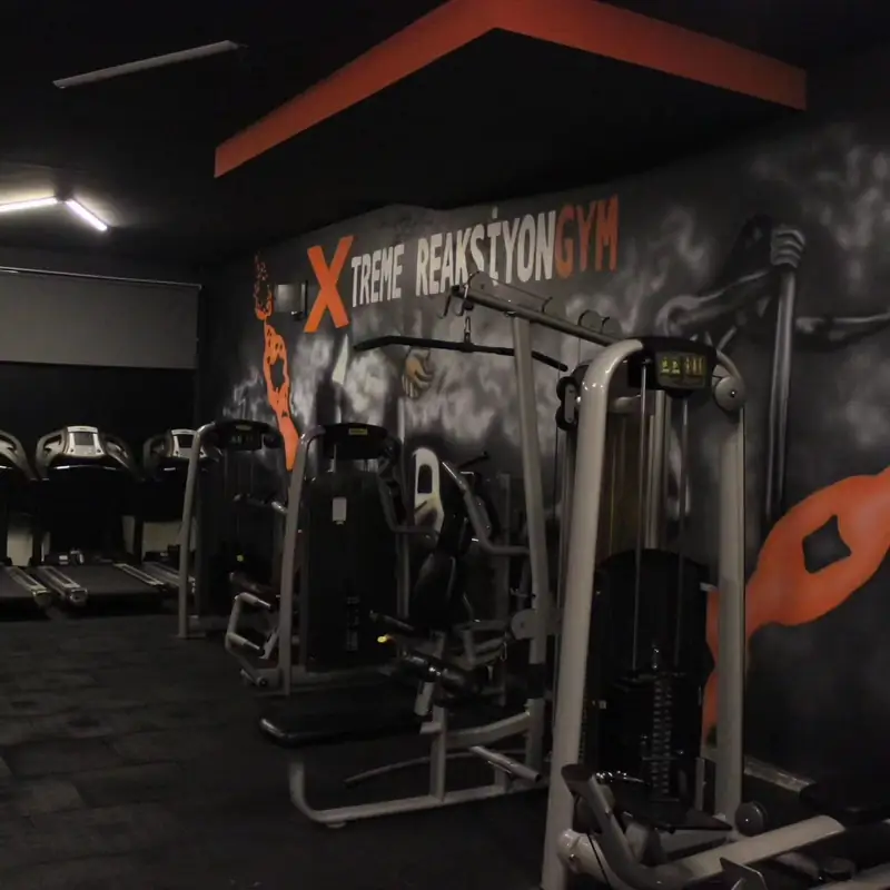 Xtreme Reaksiyon GYM duvar yazılı makine alanı